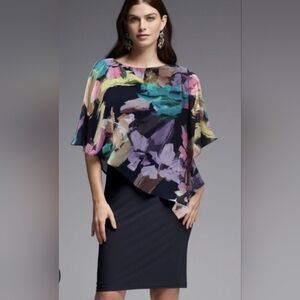 Joseph Ribkoff Floral Chiffon Overlay Dress